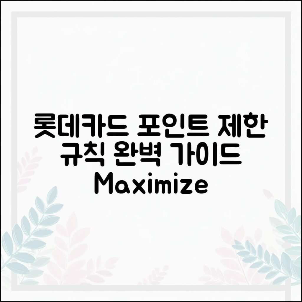 롯데 카드 포인트 제한 규칙 완벽 가이드