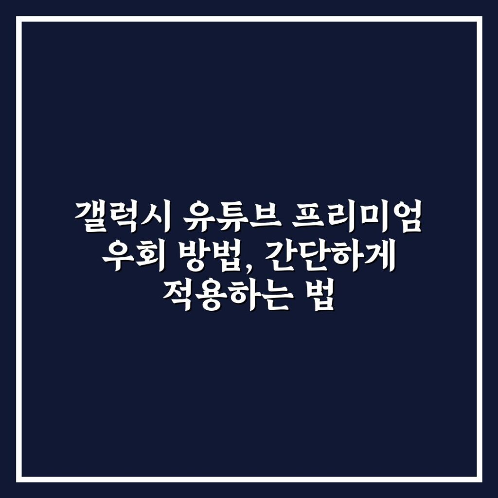 갤럭시 유튜브 프리미엄 우회 방법, 간단하게 적용하는 법